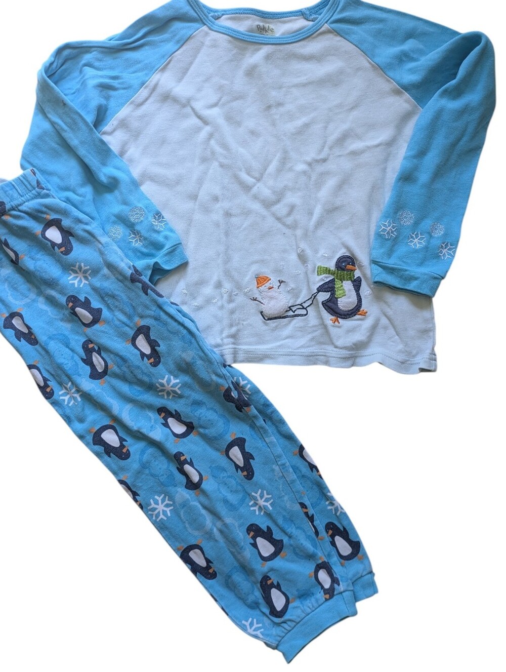 🌞4/20$ Light Blue Penguin Raglan Pajama Set for Kids by Polo Play